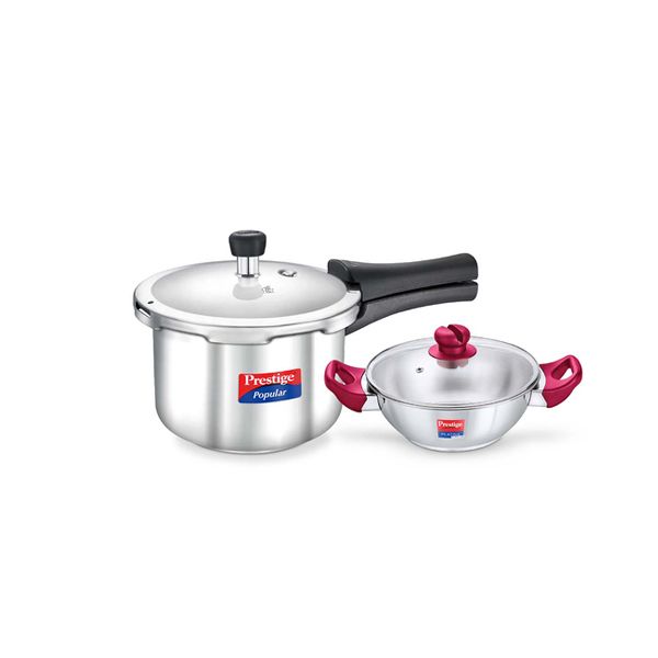PRESTIGE COOKER COOKWARE SETS SET SS POPULAR 3LTR+PLATINA POPULAR KADAI 220CM