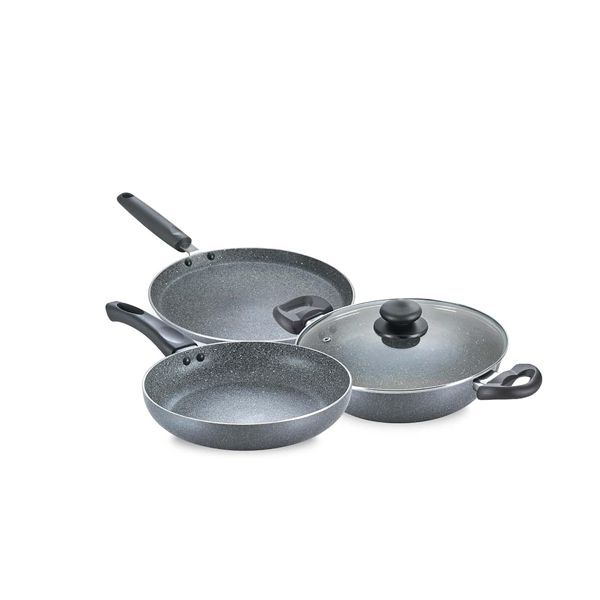 PRESTIGE OMEGA GREY GRANITE NS COOKWARE 3PCS BYK SET